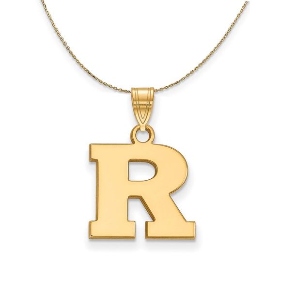 14k Yellow Gold Rutgers Small Initial R Necklace - 24 Inch
